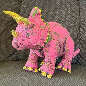 Vintage Applause Pink Triceratops Dinosaur Plush Toy
